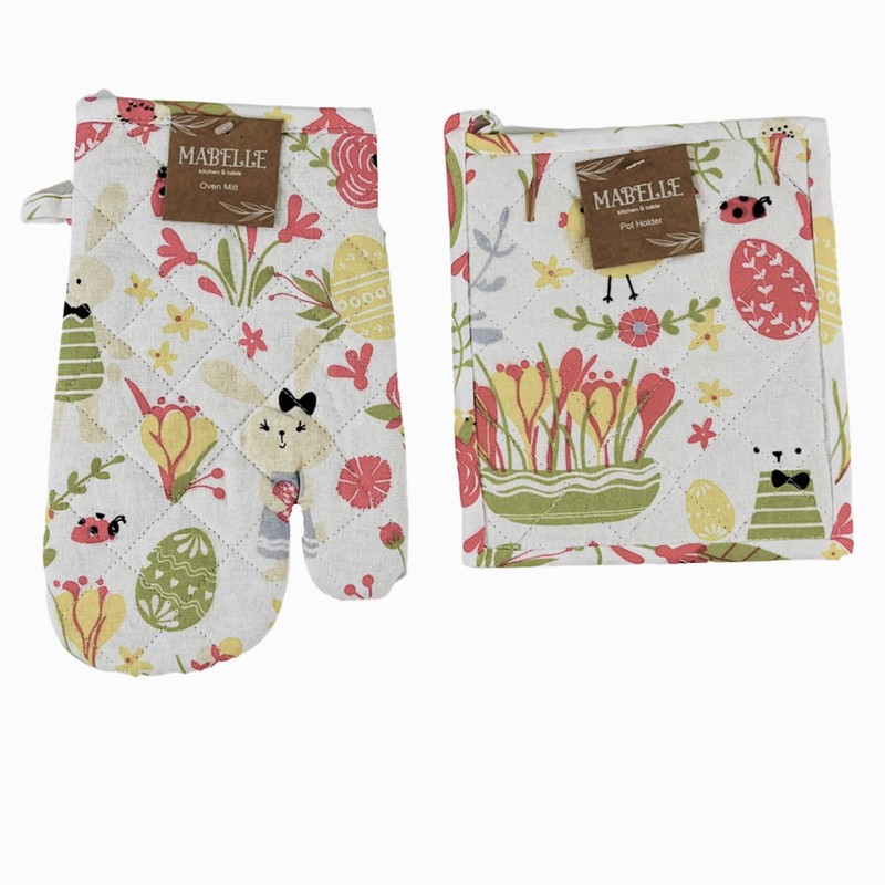 Easter Spring Kitchen Dish Towels Pot Holder Oven Mitt Set,