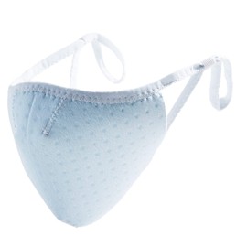 Co-que Easy to Breath Mask, Dry Glasses, Prevents Fogging, No Stuffy, Washable Mask (L, Blue White)