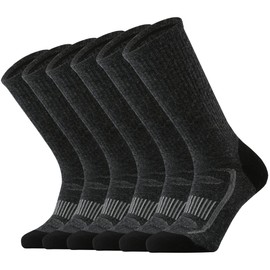 SOX TOWN Men's Merino Wool Cushion Crew Socks for Outdoor Hiking Hike Trail Performance Moisture Wicking Lightweight Summer(DarkGrey L)