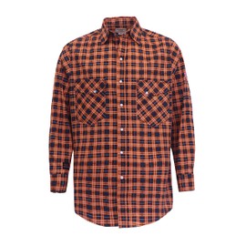 TICOMELA FR Shirt for Men Flame Resistant Shirts 6.5oz Light Weight Orange/Black Plaid Men's Fire Retardant Snap Shirts