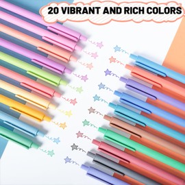 Drawdart Gel Pens 20 Colors Retractable Quick Dry Ink Pens Fine Point 0.7mm, Smoooth Writing Pens Multicolor for Journaling, Drawing, Doodling, and Note Taking, Multicolor, 20-Count