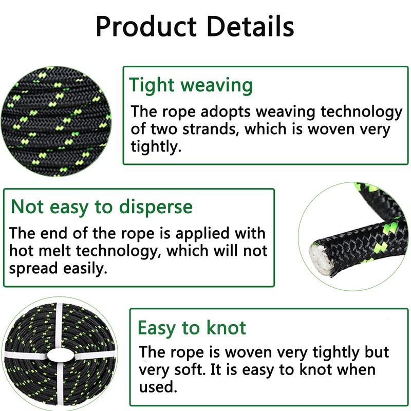 findmall 1/2 Inch Polyester Rope Double Braid Pulling Ropes for