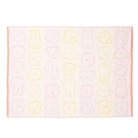 Nishikawa RR71301915 Miffy Throw Blanket, 39.4 x 27.6 in. (100 x 70 cm), Gauze, 100% Cotton, Washable, Soft, Fluffy, Lightweight, Pink