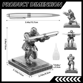 AojSup Knight Pen Holder with 2 Pens Resin Desk Organizers and Accessories Funny Executive Pen Stand Fancy Cool Office Gadgets Cool Desk Decorations for Men Home Supplies Holiday Present(Iron)