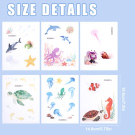 Lyreh 6pcs Sea Creatures Bathtub Grip Stickers, Non Slip Ocean Kids Bathtub Anti Clip Stickers Strong Adhesive Decals Creative and Cute Bathroom Decorations for Bath Tub and Shower Floor