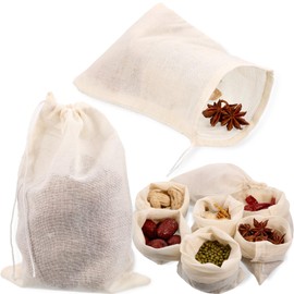 Boao 24 Pcs Spice Cooking Cheesecloth Bags for Straining Reusable Empty Tea Drawstring Soup Muslin Bags(5 x 6 Inch)