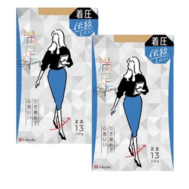 Fukusuke Women's Compression Non-Run Stockings, Set of 2, clear nude