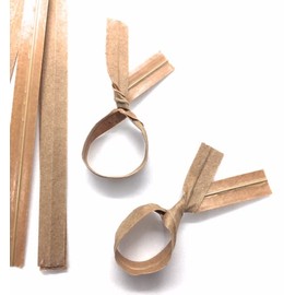 100pcs Plastic/Paper Coated 4" (10cm) X 1/4" (6mm) Twist Ties - Won't Rip or Pull Off - Kraft