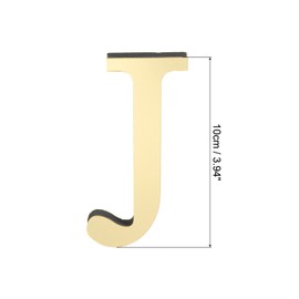 PATIKIL 3D Acrylic Alphabet Mirror Wall Stickers Letter J Self-Adhesive Home Decor Letter Sign Art Sticker Decal for DIY Home Decoration Light Gold