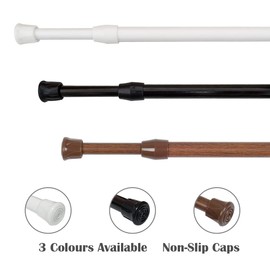 KXLife 2 Pack Spring Tension Curtain Rod for Window 28 to 48 Inch, Adjustable Expandable Small Curtain Tension Rods No Drill for Kitchen, Bathroom, Doorway, Cupboard(Oak)