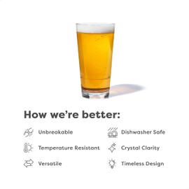 TOSSWARE RESERVE 16oz Stacking Pint, SET OF 4, Premium Quality, Tritan Dishwasher Safe & Heat Resistant Unbreakable Plastic Beer Glasses