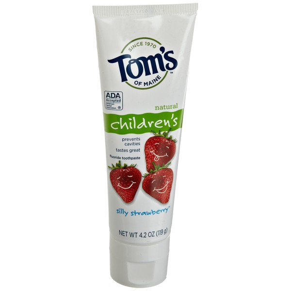 Tom's of Maine Natural Anticavity Fluoride Children's Toothpaste, Silly Strawberry, 4.2 Ounce, 2 Count