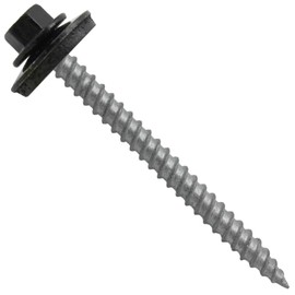 12 x 2-1/2" Black Metal Roofing Screws - Hex Washer Head- Self-Starting/Tapping - EPDM Washer. 1 x 250 Count Bag - 250 Screws