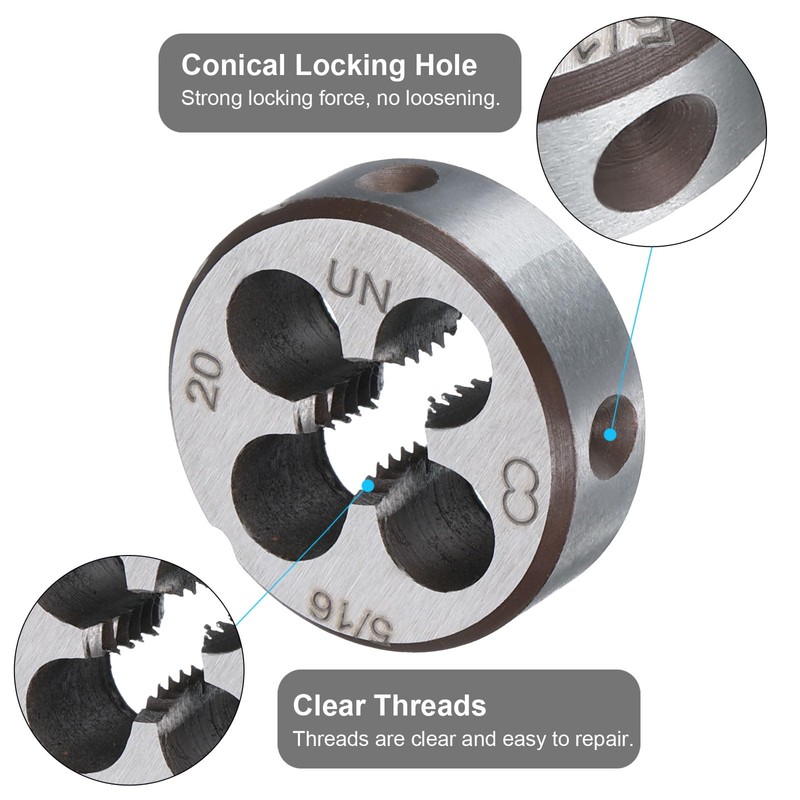 sourcing map Round Threading Die 5/16-20 UN Thread Right Hand
