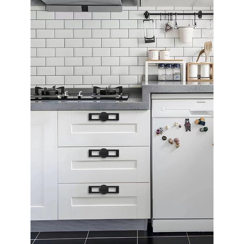 khtumeware 5 Pack 1-1/4 Inch Black Cabinet Knobs Backplate with