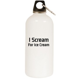 Los Drinkware Hermanos I Scream for Ice Cream23 - White Water Bottle with Carabiner 20oz