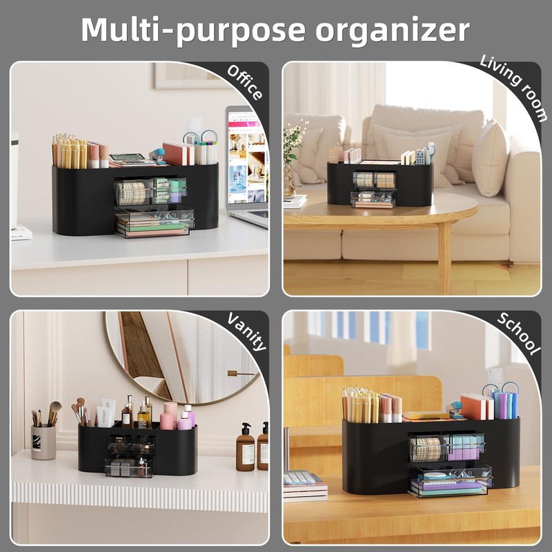 Marbrasse Desk Organiser with 3 Drawers,Multi-Functional Pen Holder,Desk Tidy and