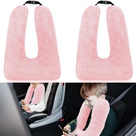2 Pcs Travel Pillow Car Sleeping Kid Neck U Shaped for The Back Seat Adults Children Head and Body Support Long Distance Journey Accessories (Light Pink)