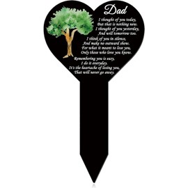 Metal Heart Cross Grave Marker Waterproof Dad Memorial Grave Stake Garden Remembrance Signs Sympathy for Dad Cemetery Decorations Outdoor Yard Signs
