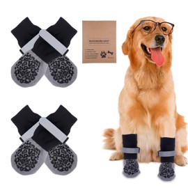 Pack of 4 Dog Socks Non-Slip Dog Socks Non-Slip Dog Socks Leak Protection Paw Protection Dog Adjustable Velcro Fastener for Indoor and Outdoor Use (M)