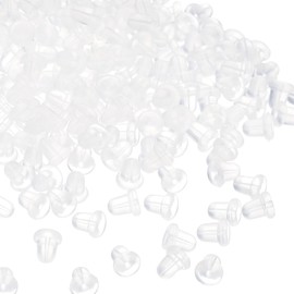 PATIKIL 200 Pcs Earring Backs, Silicone Locking Earring Backs Replacements Hypoallergenic Earring Stopper Secure Locking Charm for Studs, Clear 0.2"