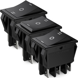 DIYhz 3-Speed AC16A/125V 16A/250V 6Pins 2 Position On/Off Black Rocker Switch 3Pcs