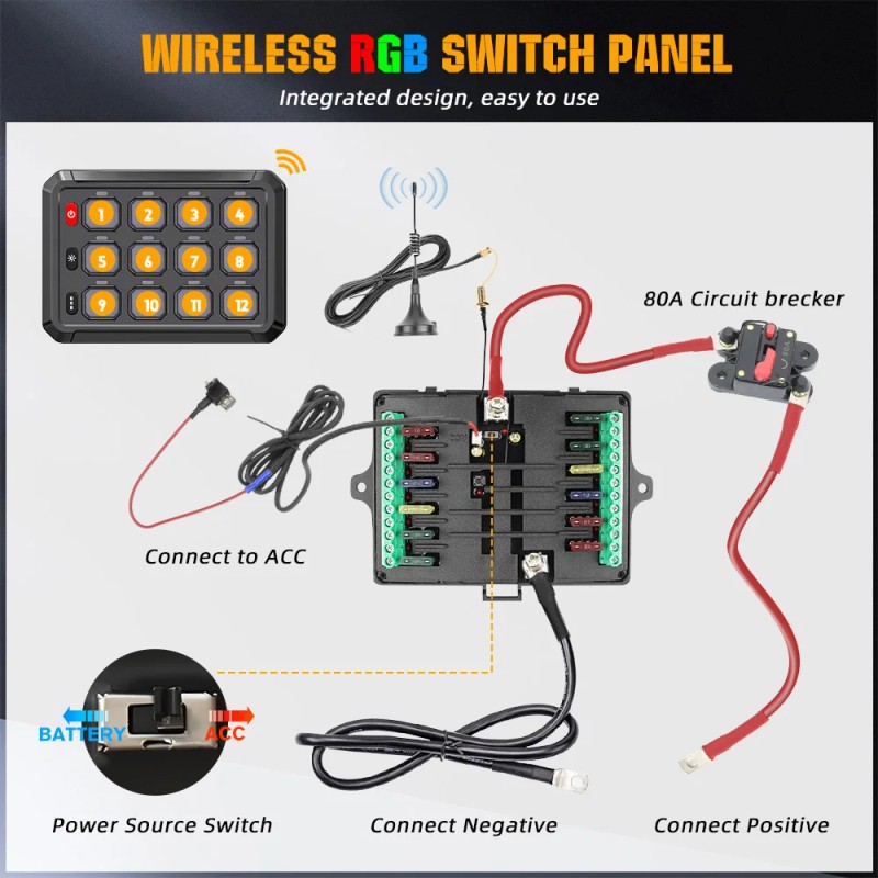 12V 24V Off Road Led Light Controller 12 Gang Switch