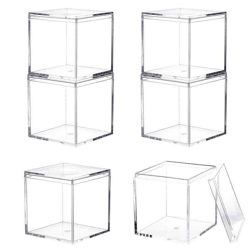 Dayaanee Acrylic Box with Lid, 4 Pack Small Square Acrylic