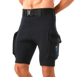 Wetsuit Shorts Pants Mens 3mm Neoprene Scuba Diving Shorts with Pockets Quick Release Buckle Adjustable Waist Belt Dropship Hybrid Cargo Shorts M Size