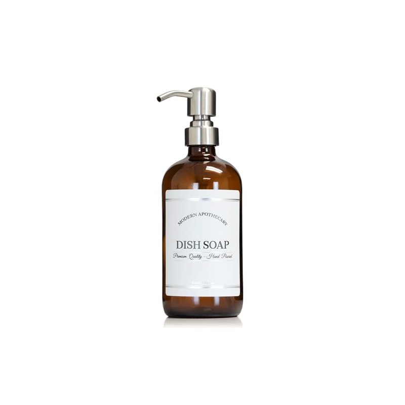 Artanis Home Amber Refillable Dish Soap Dispenser with Pump for