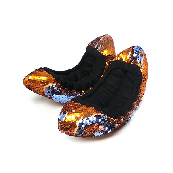 Mermaid Flip Sequin Figure Skating Soakers - Gold, Dark Blue