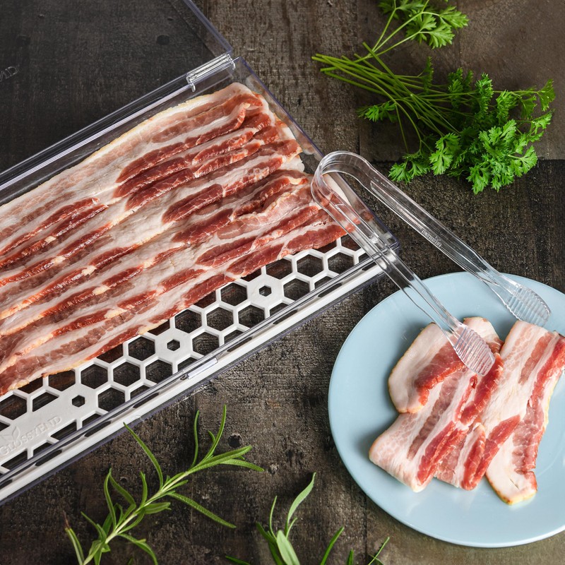 GlossyEnd Bacon Keeper Storage Container with Tong, Deli Meat Storage