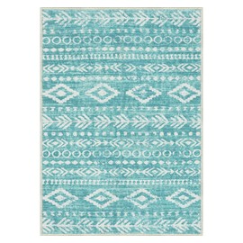 Lahome Rustic Moroccan 5x7 Rug,Washable Large Bedroom Rugs Soft Non-Shedding Farmhouse Tribal Accent Area Carpets Low-Pile for Home Office Dining Room Nursery Entryway Indoor,Teal