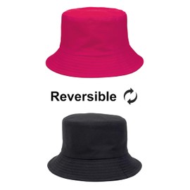 Utmost Bucket Hat | Two Tone Dual Color and Gradient Styles | Lightweight & Packable | Outdoor Summer Sun Hat(Reversible-HotPink/Black)
