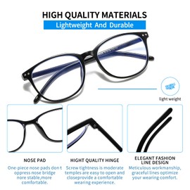 Suertree Myopia Glasses Unisex Blue Light Filter Lightweight Myopia Glasses Hinge Fashion Distance Glasses for Women Men Round Black -0.5