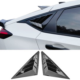 IKON MOTORSPORTS, Window Louver Compatible with 2022-2025 Honda Civic Hatchback, 2PCS Side Quarter Window Louver Scoops Gloss Black IKON Style ABS Plastic