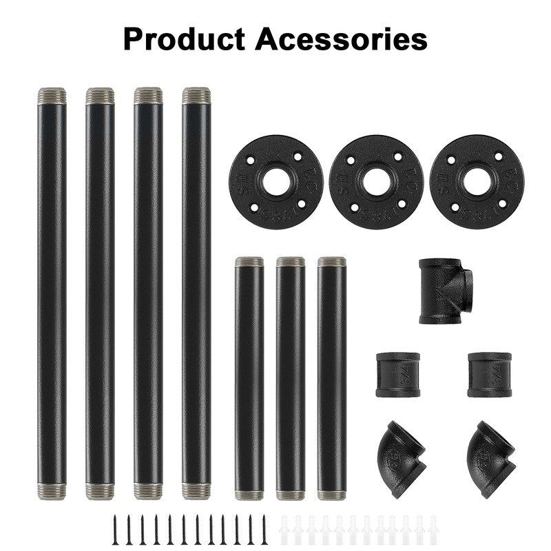 Jeasor Industrial Iron Pipe Clothes Hanging Bar DIY Wall-Mounted Garment