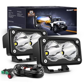 Nilight 2 PCS 3 Inch Motorcycle LED Pods 1300LM Built-in EMC Driving Lights Super Spotlight Offroad Fog Light w/ 16AWG DT Wiring Kit for Motorbike SUV ATV Truck Boat Tractor Forklift