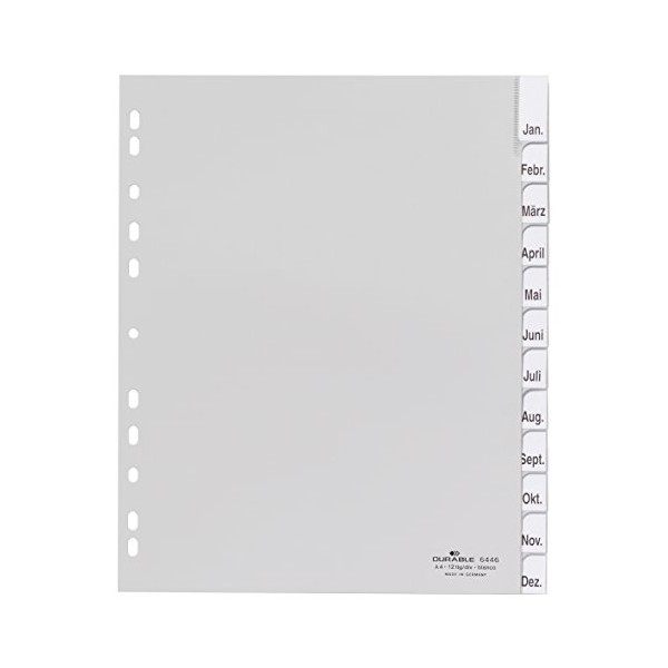 Durable 6446-10 Index Plastic Blank Pack of 12 Grey