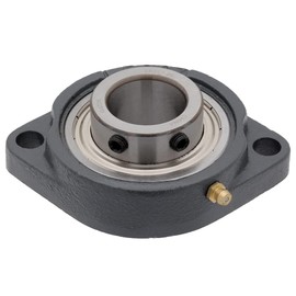 [2-Pack] - SBLF207-20 - 2-Bolt Flange-Mount Ball Bearing Unit, Insert Bearing SB207-20, Cast Iron Housing LF207-20, Bore Shaft 1-1/4 in (31.75 mm), Set Screw Locking, 4.803 in (122 mm) Flange Length