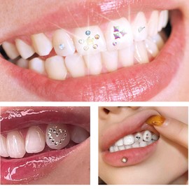 Tooth Gem Kit,DIY Crystal Tooth Decorations, Teeth Gem Kit with 120 Crystals, Shiny Removable Tooth Jewelry Ornaments for Cosplay & Party Decoration