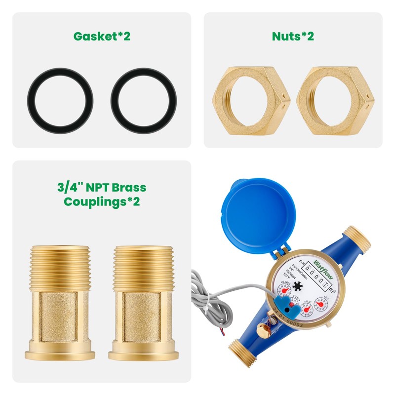 Watflow DN20 Water Meter 3/4" NPT, ISO 4064 Certification Cubic