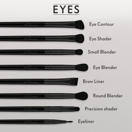 Make-up Brush Set 15 Pieces Vegan | 12 Professional Makeup Brushes | Includes Blender, Cleaning Mat & Brush Storage Made of Vegan Leather | Prime Vegan Black | Luvia