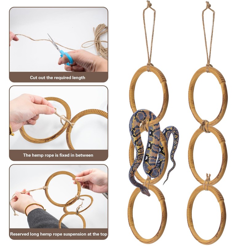 Snake Enrichment Rings for Ball Python, Plastic Imitation Wood Playground
