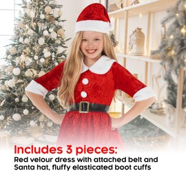 Morph - Santa Costume For Girls - Girls Santa Costume - Girls Mrs Claus Dress - Mrs Claus Kids Costume - Kids Mrs Claus Dress L