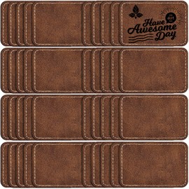 MAPRIAL 40 Pack Blank Leatherette Patches with Adhesive, Rectangle Laser Engravable Faux Leather Patch for Hats Custom, Fabric Repair Sew, Engraving Materials, Gifts, DIY (Rustic, 3 x 2 in)