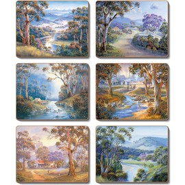 Cinnamon Bradley's Streams Coasters 6 Pieces Set, Multicolor