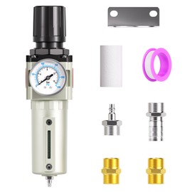 TAILONZ PNEUMATIC 0-240PSI 1/2 Inch NPT Industrial Heavy Duty Particulate Filter and Regulator, Particulate Filter, Coalescing Filter (Manual Drainage)