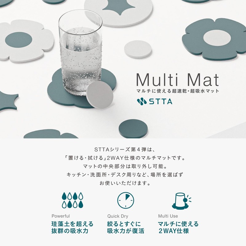 Aion STTA 225-A Multi-Mat Coaster Absorbent Cloth Camellia 3.5 x