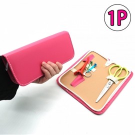 Multi-purpose Leather Case for Beauty Scissors and Accessories Pink 2ea